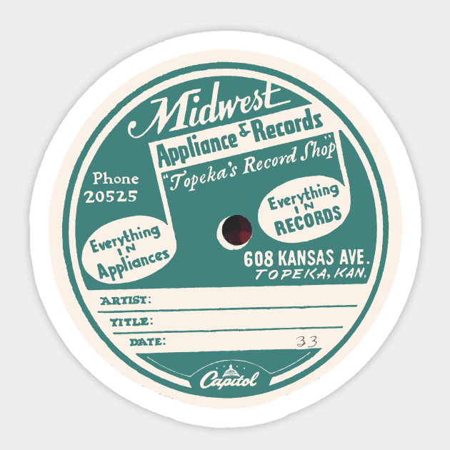 Midwest Appliance & Records 1952 Sticker by TopCityMotherland
